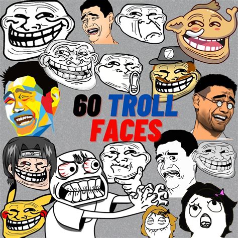 Troll Face Svg & Png Bundle, Memes, Internet Memes Clipart, Printable ...