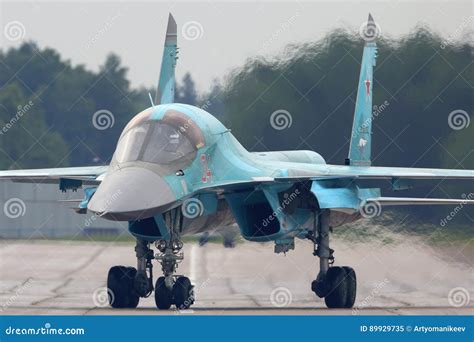 Sukhoi Su-34 Bomber at Kubinka Air Force Base during Army-2015 Forum, Moscow Region, Russia ...