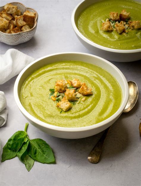 Roasted Courgette Soup with Peas & Basil | The Veg Space