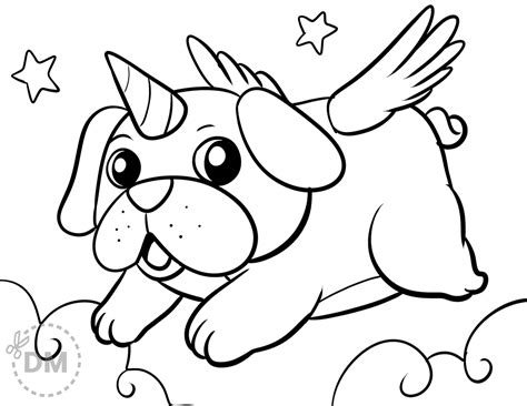 Pugicorn Coloring Pages - Pug Dog Coloring Sheet - diy-magazine.com