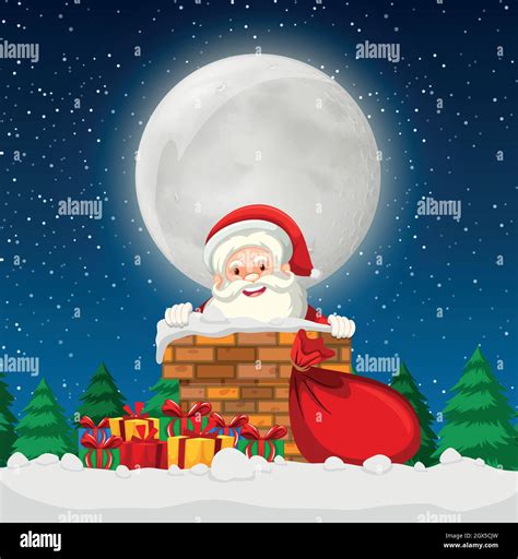 Santa in a chimney scene Stock Vector Image & Art - Alamy