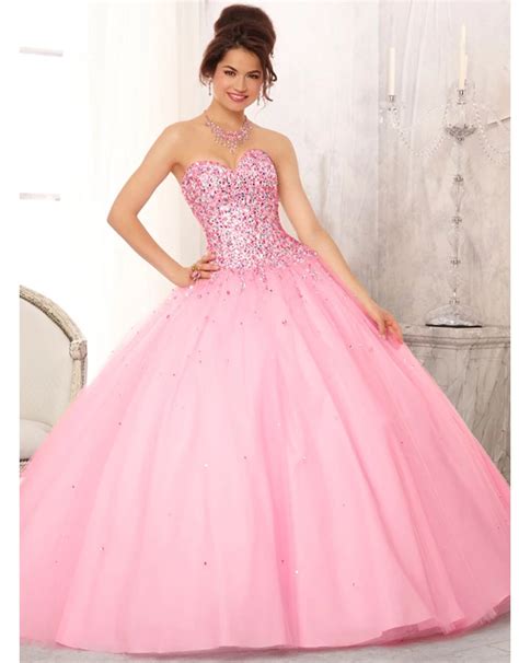 sexy 2015 girl sweet 16 dresses light pink quinceanera dresses crystal lace up ball gowns ...