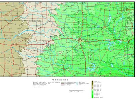 Oklahoma Elevation Map - Printable Map Of Norman Ok - Printable Maps