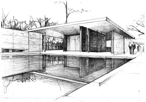 German Pavilion, Barcelona | Architecture sketchbook, Architecture ...