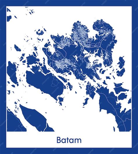 Premium Vector | Batam indonesia asia city map blue print vector illustration