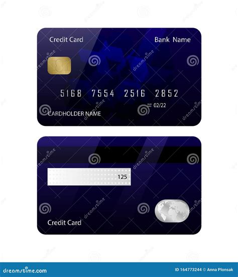 Credit Card Template Front and Back. Credit Card in Blue with Abstract Pattern. Vector ...