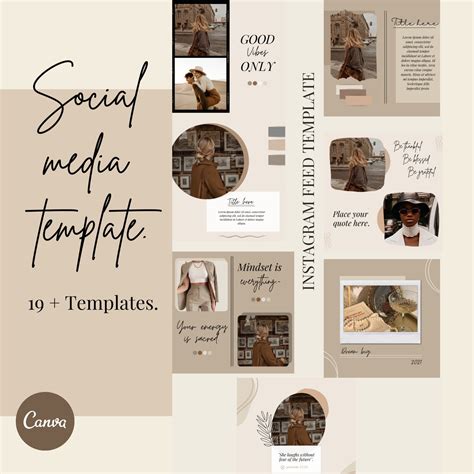19 Posts Templates for Instagram canva Aesthetic Theme. - Etsy