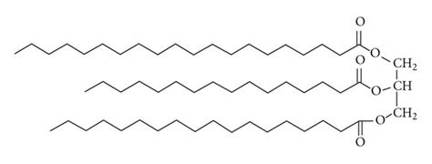 Schematic representation of a triglyceride with saturated fatty acids ...