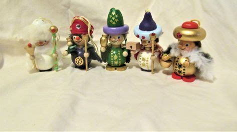 Set Of 5 Vintage Steinbach Christmas Ornaments German Wood Holiday Decor Woodland Folk Tab ...