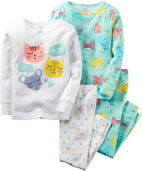 Carters Baby Girls 4-pc. Kittens Pajama Set #Carters #BabyGirlSleepwear ...