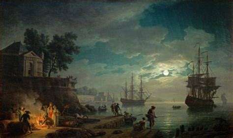 people claude joseph vernet men women fisherman artwork classic art painting sailing ship sea ...