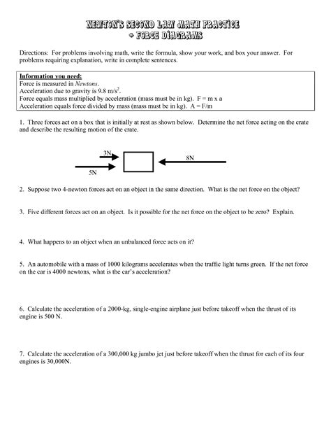 14 Newton's Second Law Of Motion Worksheet / worksheeto.com