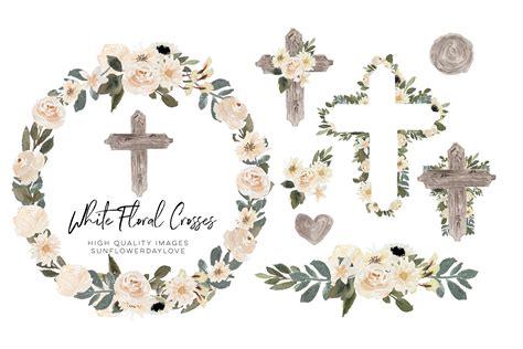 Easter Cross Baptism Clipart, Greenery Graphic by SunflowerLove · Creative Fabrica