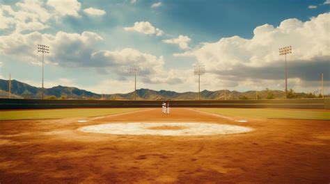 Premium AI Image | Baseball field at night with lights and shadows ...