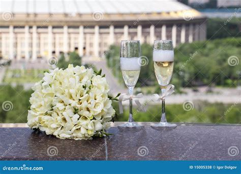 Wedding glasses stock photo. Image of nuptials, ribbon - 15005338