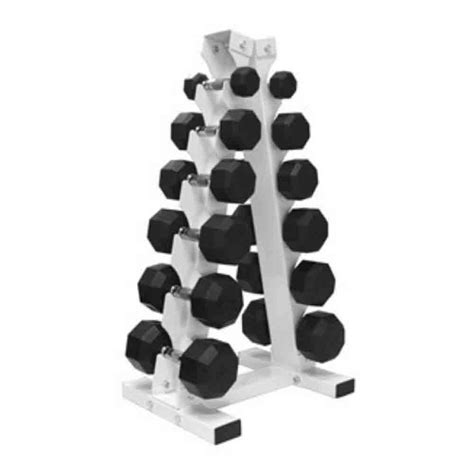 VTX 5 lb to 30 lb set of Rubber Dumbbells with A-Frame Rack - Gym Gear ...