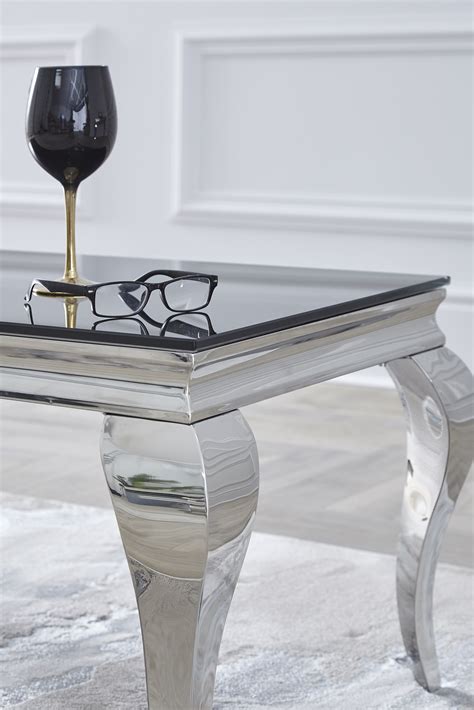 Louis Black Glass Chrome Coffee Table 100cm - Niches