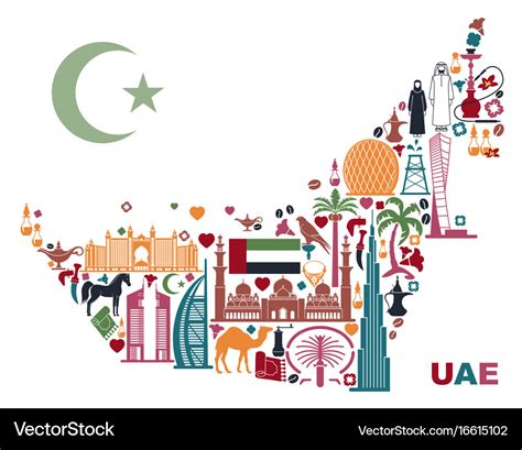 Map of united arab emirates consisting Royalty Free Vector