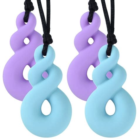 4Pcs Sensory Chew Necklace Teething Toys Calming Chewelry Chewing Necklace, Suitable for Autism ...