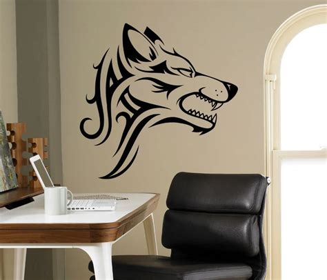 Super Cool Angry Wolf Wall sticker Art Decal Imaginative Vinyl Decal ...