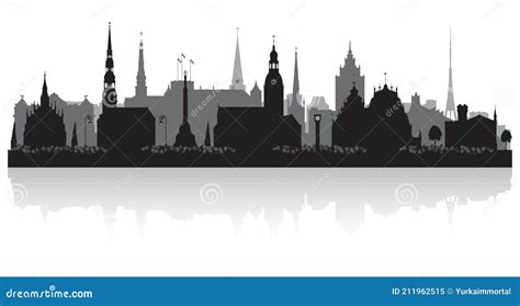 Riga Latvia City Skyline Silhouette Stock Vector - Illustration of ...