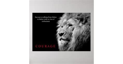 Black White Lion Inspirational Courage Poster | Zazzle