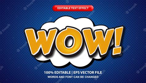 Premium Vector | Wow text, editable text effect template in comic style ...