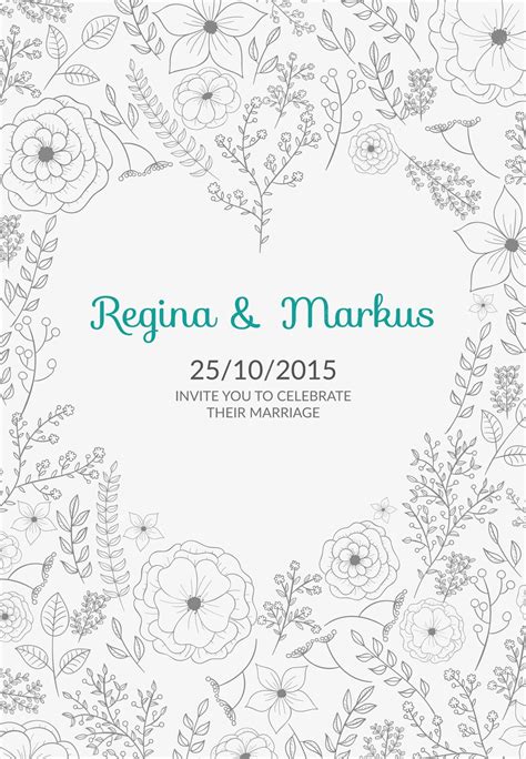 Free Vector | Floral wedding invitation with heart