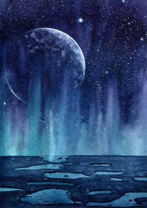 Space Watercolor Original Painting Galaxy Painting Space | Etsy