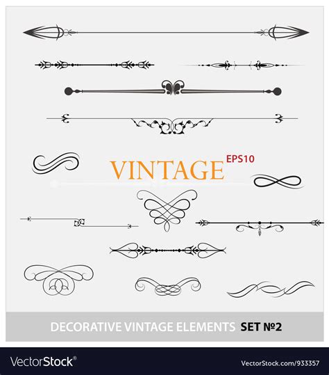 Vintage elements sign and borders set Royalty Free Vector