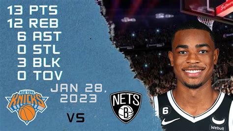 Nic Claxton NBA Player Highlights 28-01-2023 NETS vs KNICKS REGULAR ...