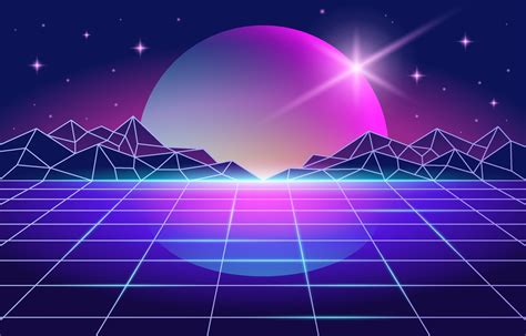 Retro Futurism Style with Purple Space Background 1953845 Vector Art at Vecteezy