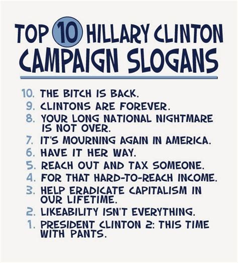 Top 10 Hillary Clinton 2016 campaign slogans! (Humor) « Sago