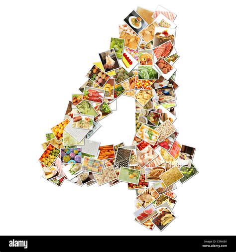 Number 4 Four with Food Collage Concept Art Stock Photo - Alamy