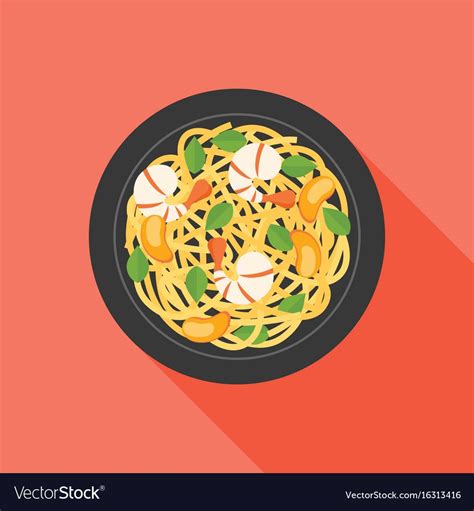 Flat Illustration, Food Illustrations, Shrimp Noodles, Flat Design ...