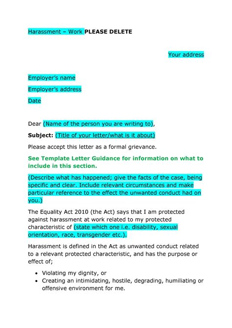 Formal Grievance Letter Template Free - PRINTABLE TEMPLATES