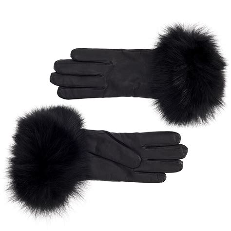 Women's Rabbit Fur Lined Leather Gloves with Fur Cuff | Ladies' Fur Lined Gloves | Gloves-Online ...