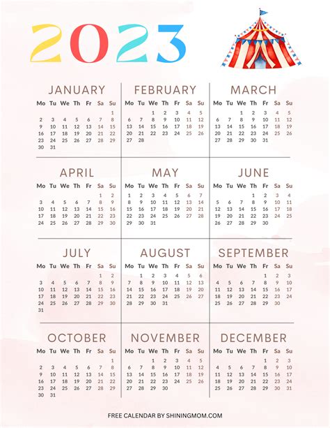 2023 Monday Calendar – Pretty Free Printables!