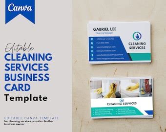 Cleaning Service Business Card Template Editable Printable - Etsy