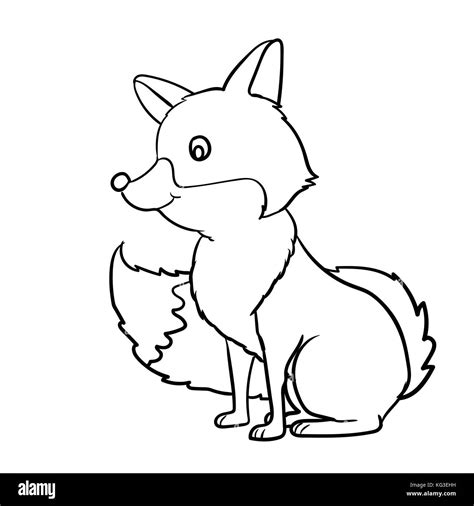 Hand drawn Fox cartoon, isolated on white background. Black and White ...