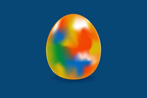 3D vector form of egg in rainbow heat map colors gradient on blue background. Trendy futuristic ...