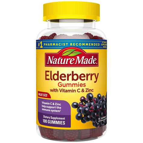 Nature Made Elderberry Gummies with Vitamin C & Zinc, 100 count - Walmart.com - Walmart.com