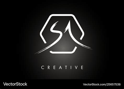 Sa s a brushed letter logo design with creative Vector Image