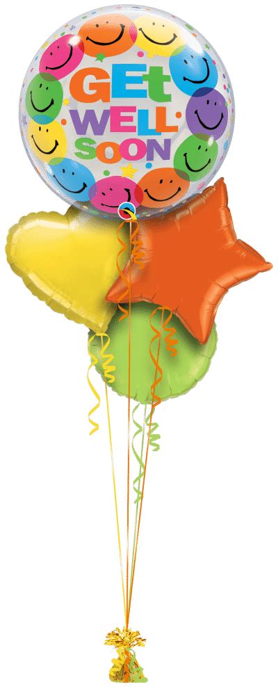 Get Well Soon Smiley Faces Bubble Balloon Delivery - Balloon Monkey