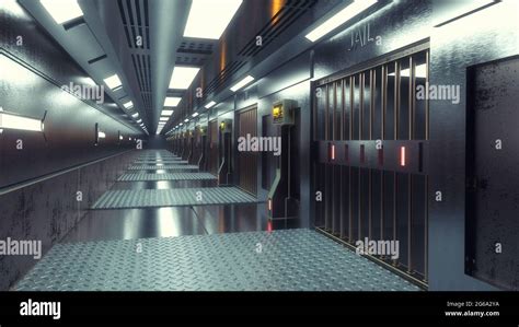 3d render futuristic interior jail Stock Photo - Alamy