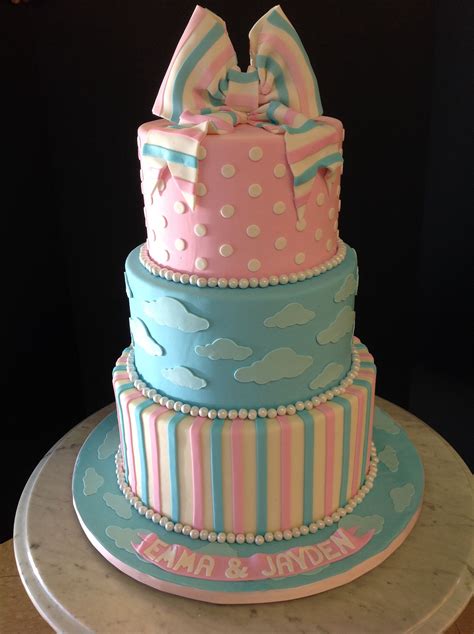 Twin boy and girl baby shower cake | Girl shower cake, Twin baby shower cake, Baby shower cakes girl