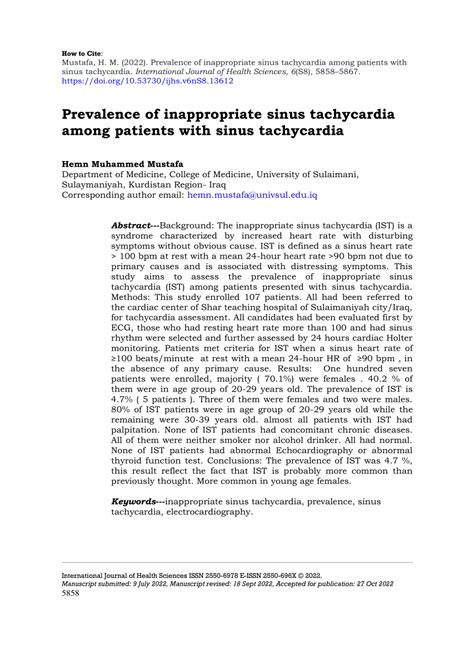 (PDF) Prevalence of inappropriate sinus tachycardia among patients with ...