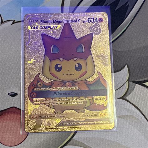 Mavin | Pikachu Mega Charizard Gold Foil Cosplay Pokemon Card-