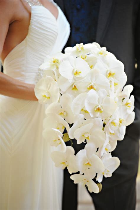 Cascading White Cymbidium Orchid Bouquet