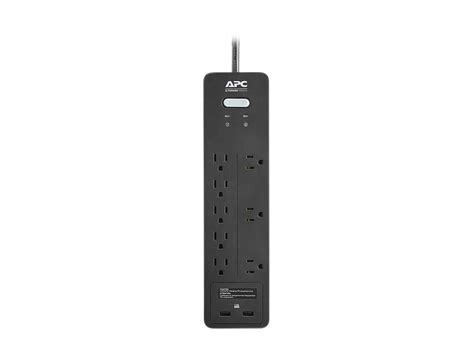 APC 8-Outlet Surge Protector with USB Charging Ports, SurgeArrest Home / Office - Black (PH8U2 ...